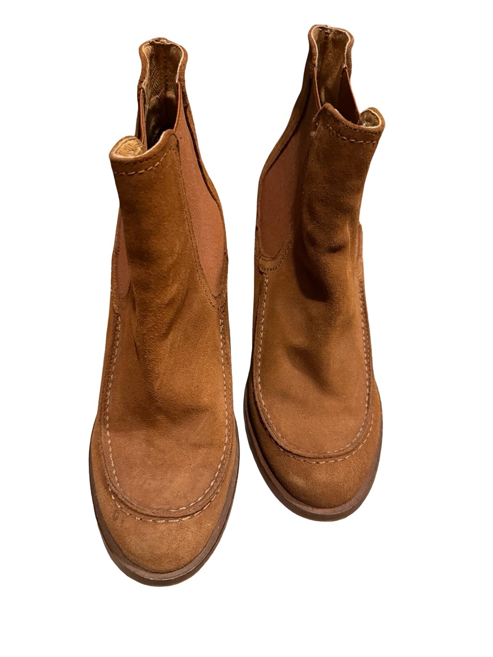 Shellys London Suede Heeled Chelsea Boots — Brown
